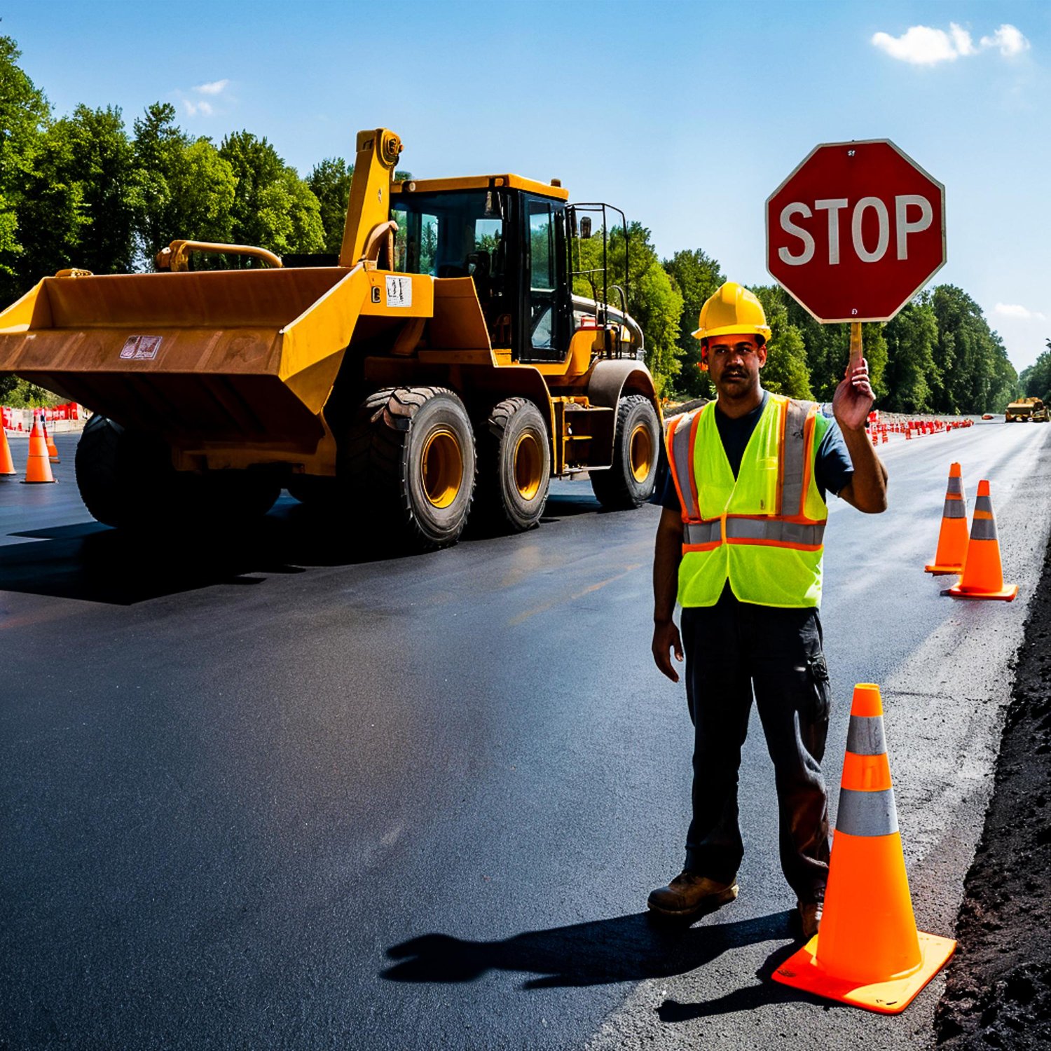 Clean highway with proper marking and barriers